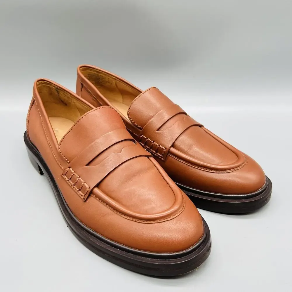 Madewell Shoes Womens 9 Brown Leather Vernon Penny Loafer Flats Slip On Casual